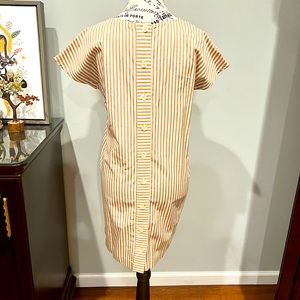 Madewell Striped Midi Dress - Tan and White